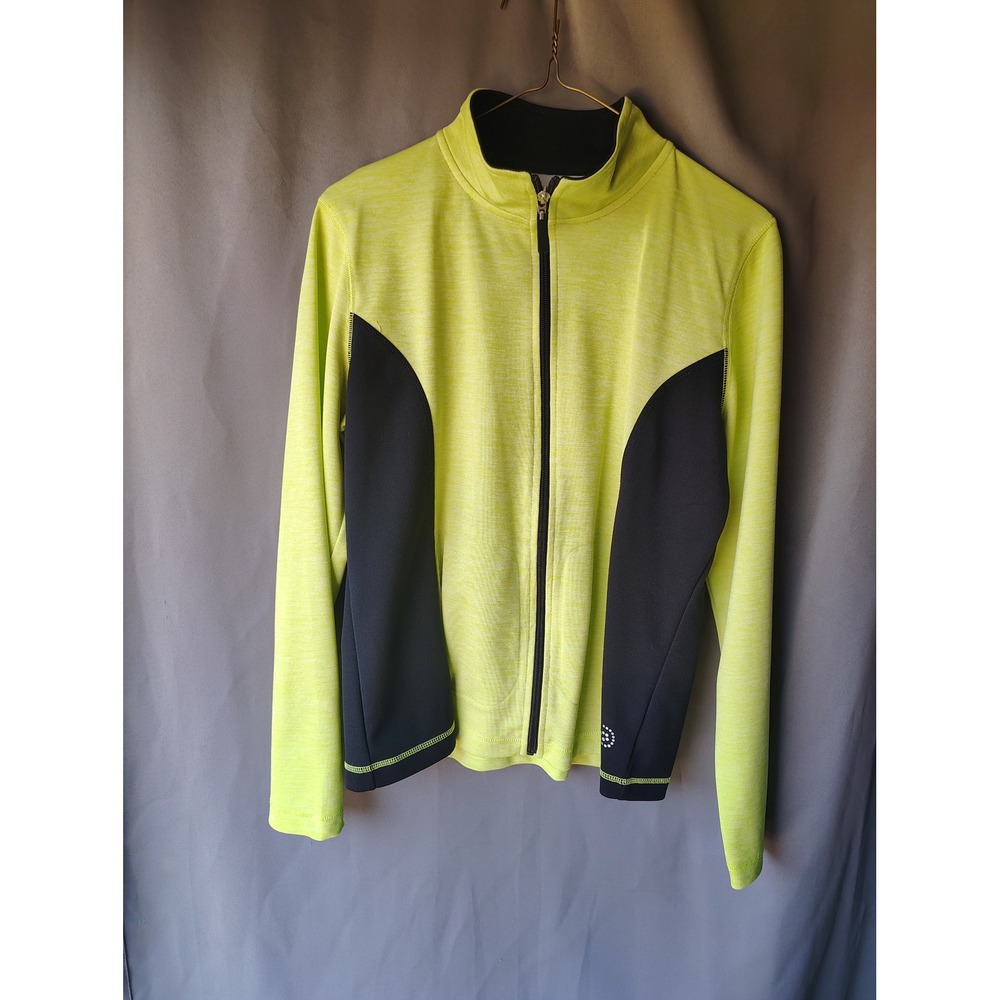 Be Inspired Womens Neon Yellow Black Full Zip Athletic Jacket Medium RN 31104